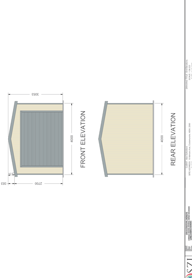 A blueprint of a front and back elevation

AI-generated content may be incorrect.